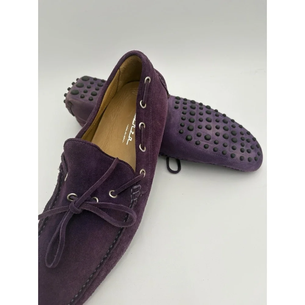 MONZA Men's Purple Leather Suede Driving Car‎ Shoe 42.5/9.5